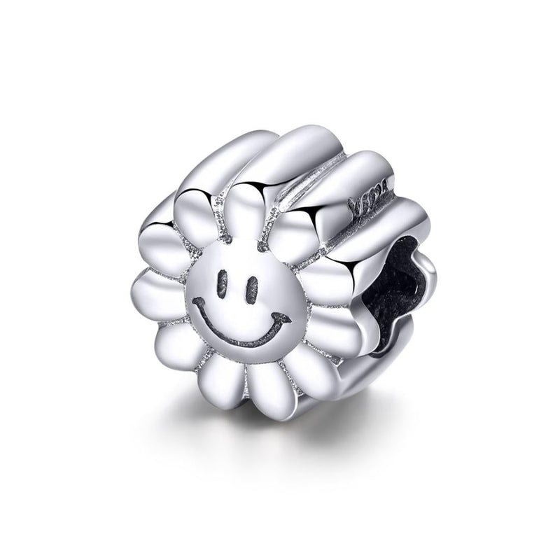 925 Sterling Silver Sunflower Smile Bead Pendant
