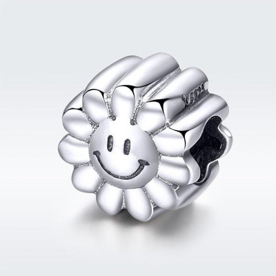 925 Sterling Silver Sunflower Smile Bead Pendant