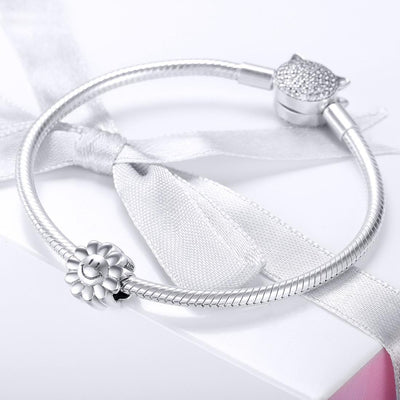 925 Sterling Silver Sunflower Smile Bead Pendant