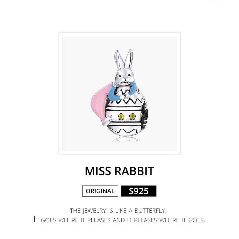 925 Sterling Silver Bunny Bead Bracelet / Necklace Accessory