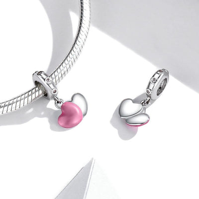 925 Sterling Silver Double Love Pendant For Bracelet Or Necklace
