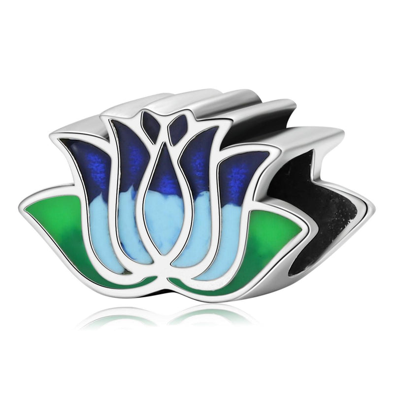 925 Sterling Silver Blue Lotus Bead Bracelet & Necklace Set