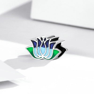 925 Sterling Silver Blue Lotus Bead Bracelet & Necklace Set