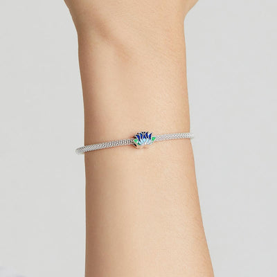 925 Sterling Silver Blue Lotus Bead Bracelet & Necklace Set