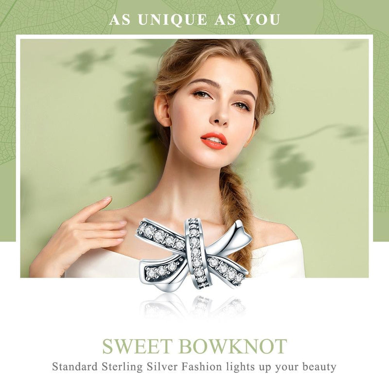 925 Sterling Silver Bow Beads For Diy Bracelets & Necklaces