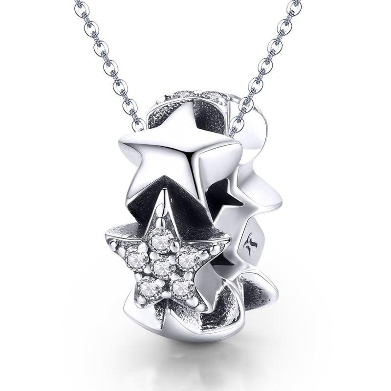 925 Sterling Silver Zircon Inlaid Star Necklace / Bracelet Pendant