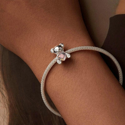 925 Sterling Silver Valentine'S Day Bear Beads