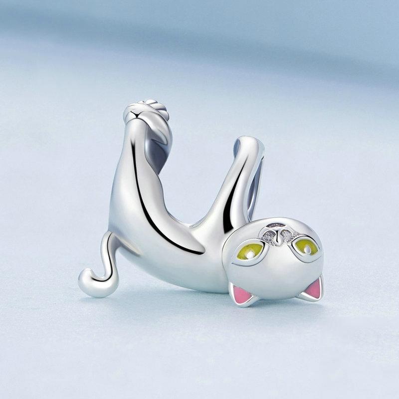925 Sterling Silver White Cat Beaded Bracelet Bsc520 Sr