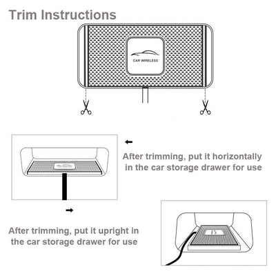 15w Qi Car Wireless Charging Pad - 30cm Short Cable Anti-skid
