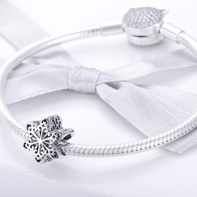 925 Sterling Silver Snowflake Beads For Diy Bracelets & Necklaces
