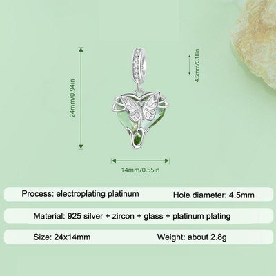 925 Sterling Silver Green Butterfly Pendant For Diy Bracelets
