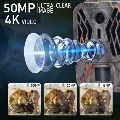 50mp 4k Dual Lens Infrared Hunting Camera for Outdoor Rainfall and Fog