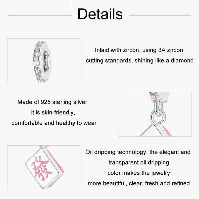925 Sterling Silver Fortune Mahjong Diy Pendant