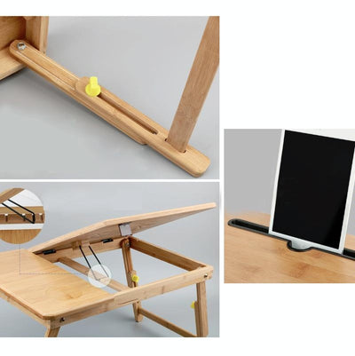 Foldable Laptop Desk for Bed - Lazy Computer Table with Card Slot