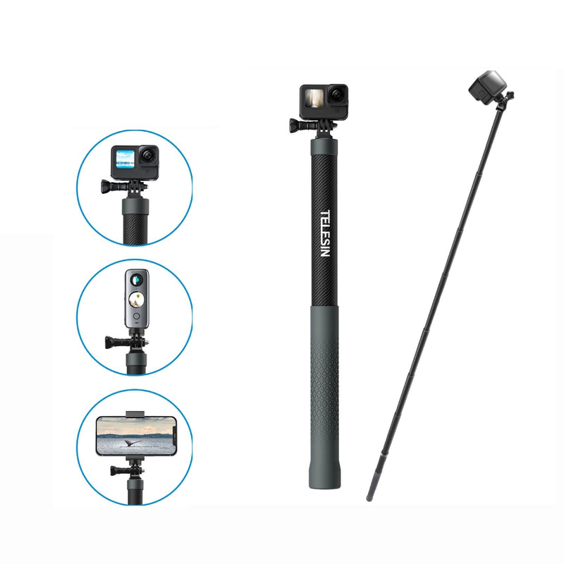 3m Carbon Fiber Selfie Stick Monopod for Action Cameras - 1 / 4 Screw