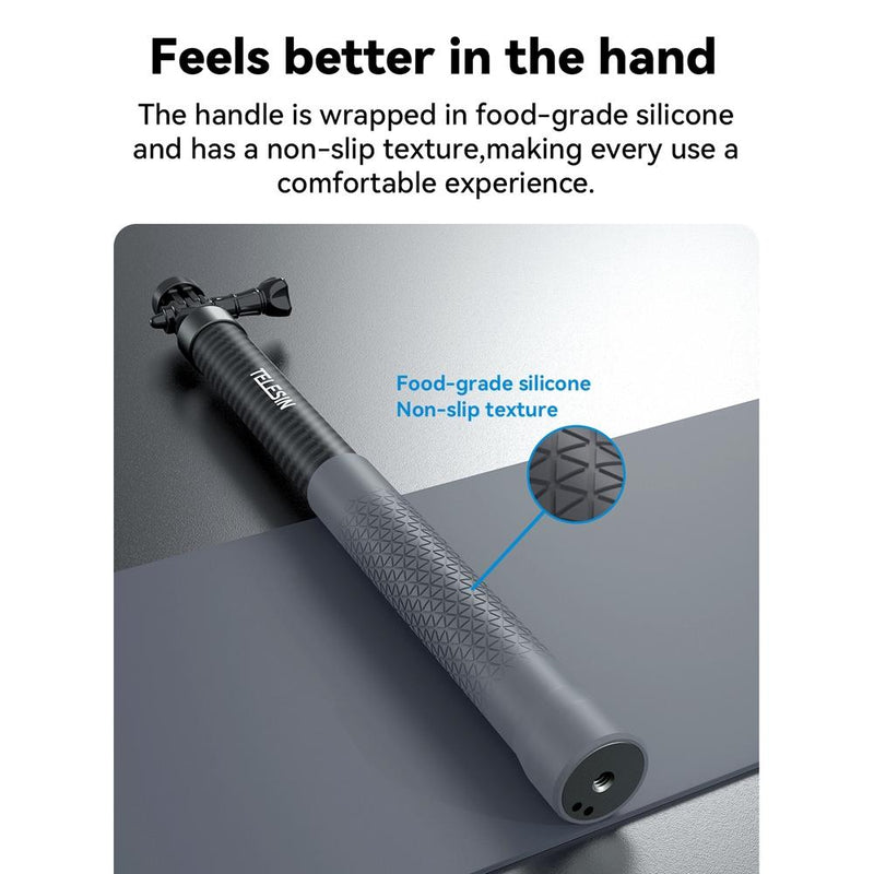 3m Carbon Fiber Selfie Stick Monopod for Action Cameras - 1 / 4 Screw