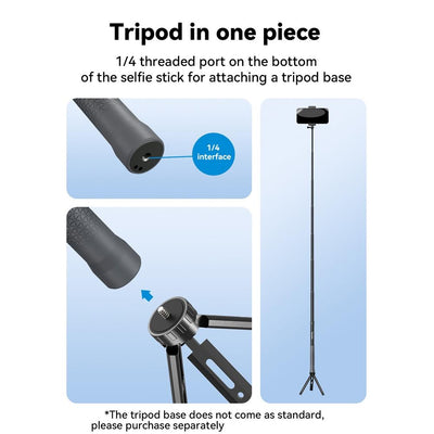 3m Carbon Fiber Selfie Stick Monopod for Action Cameras - 1 / 4 Screw