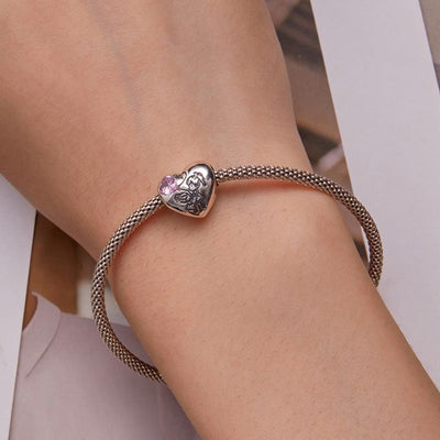 925 Sterling Silver Sisters Love Heart Zircon Bracelet