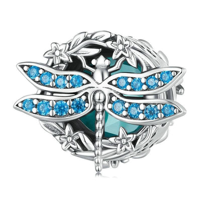 925 Sterling Silver Dragonfly Garland Zircon Bead Bracelet