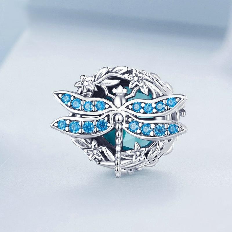 925 Sterling Silver Dragonfly Garland Zircon Bead Bracelet