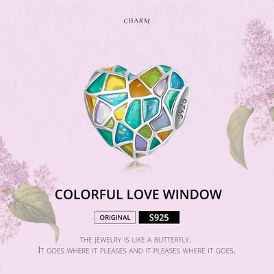 925 Sterling Silver Colorful Heart Beads For Diy Bracelets & Necklaces