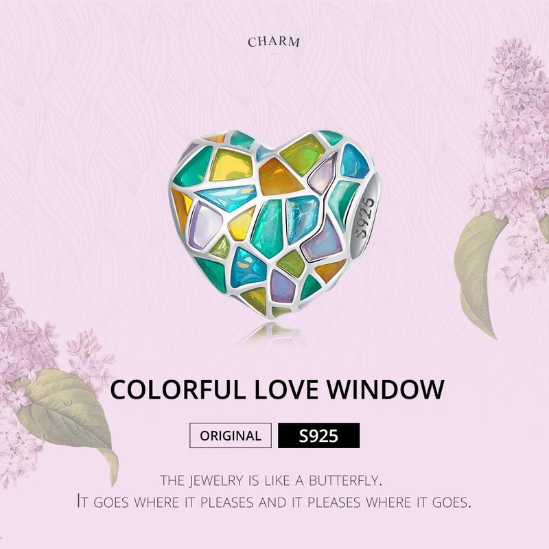 925 Sterling Silver Colorful Heart Beads For Diy Bracelets & Necklaces