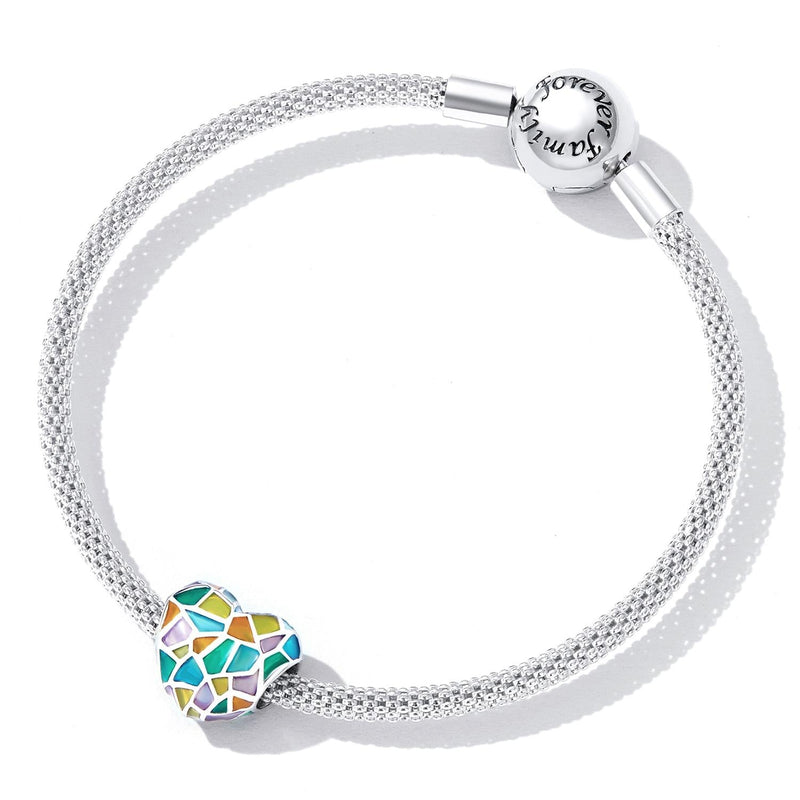 925 Sterling Silver Colorful Heart Beads For Diy Bracelets & Necklaces