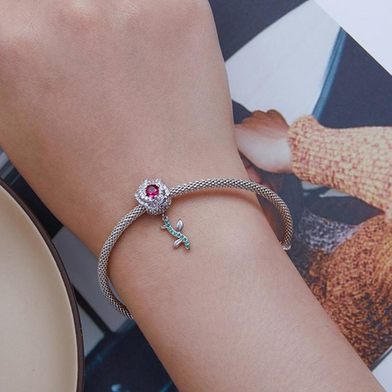 925 Sterling Silver Zirconia Rose Bracelet In
