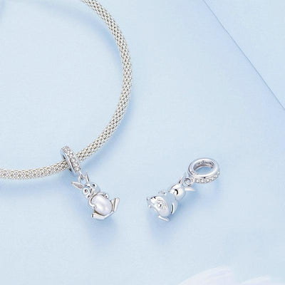 925 Sterling Silver Platinum Rabbit Pearl Bracelet