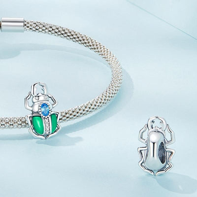 925 Sterling Silver Zircon Beetle Oil Drip Bracelet