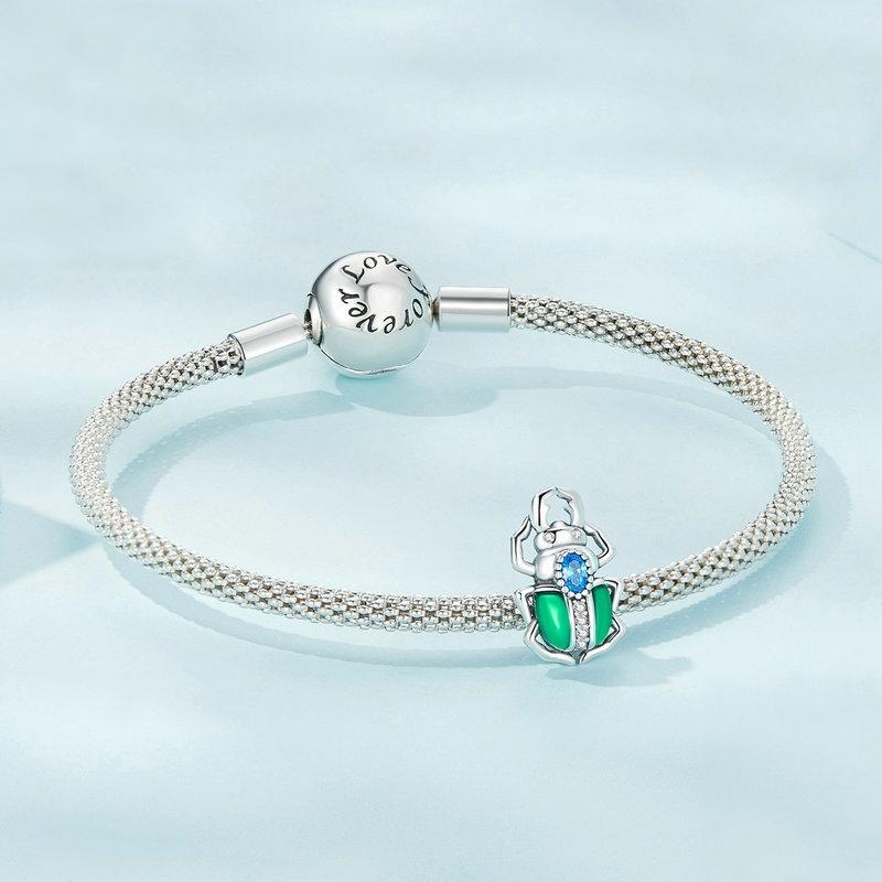 925 Sterling Silver Zircon Beetle Oil Drip Bracelet