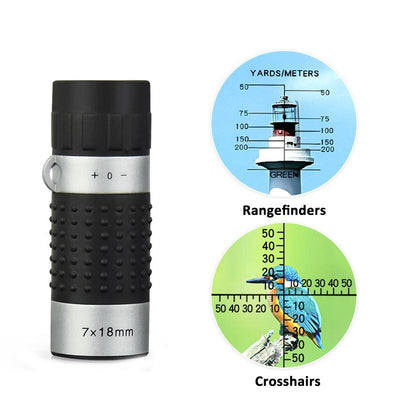 Compact 7X18 Monocular Telescope For Hunting Golf Hiking And Bird Watching - Crosshairs