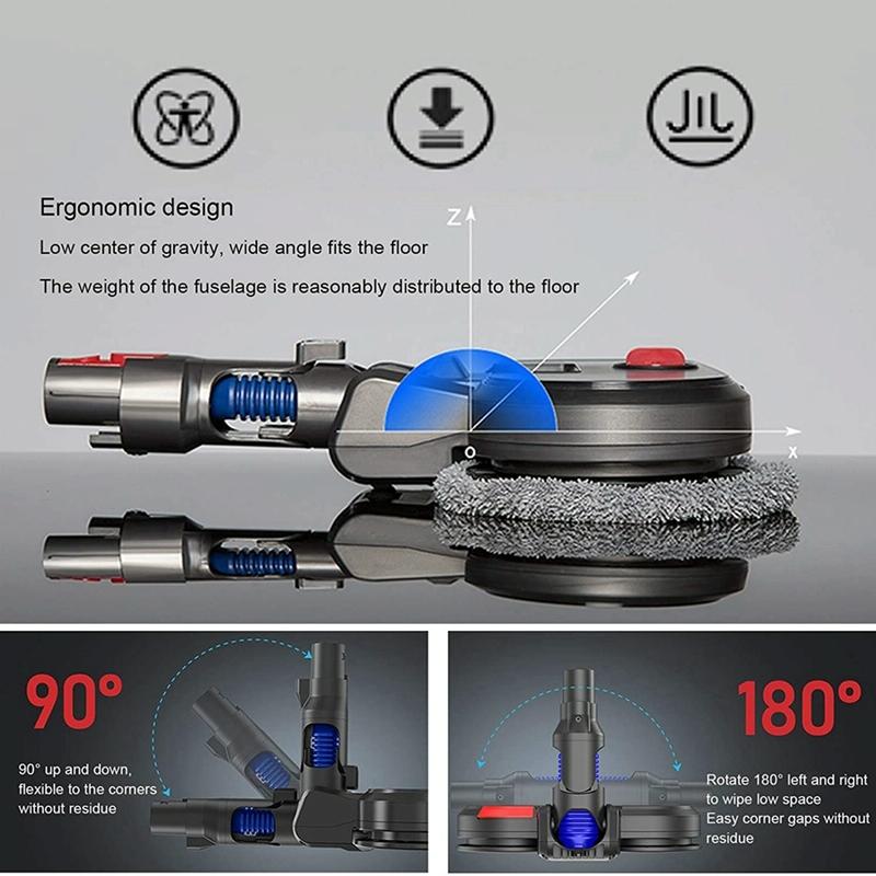 Electric Vacuum Cleaner with Integrated Mopping Head and Water Tank - Includes 6 Rag Pieces - For Dyson V7 V8 V10 V11