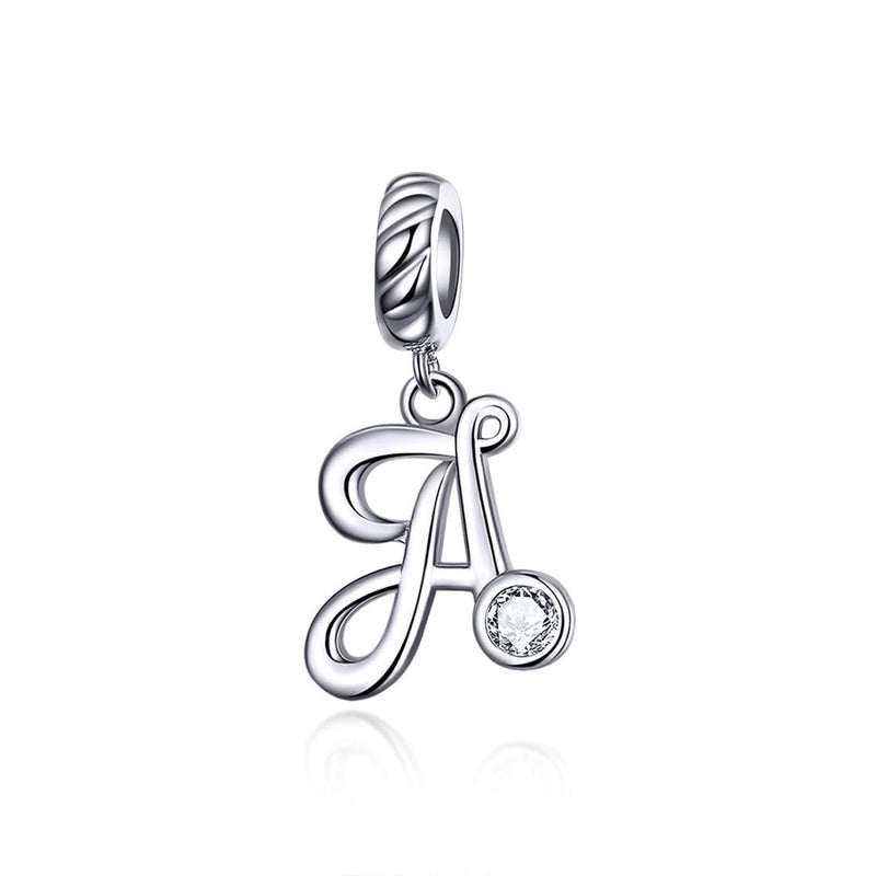 925 Sterling Silver Personalized Letter Pendant For Diy Bracelets And Necklaces Style - A