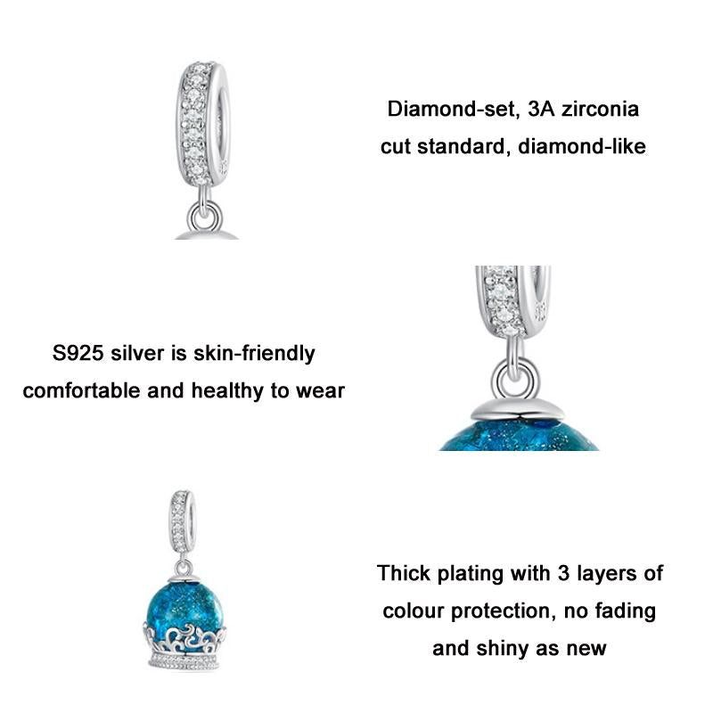 925 Sterling Silver Crystal Ball Bracelet With Zirconia Charm