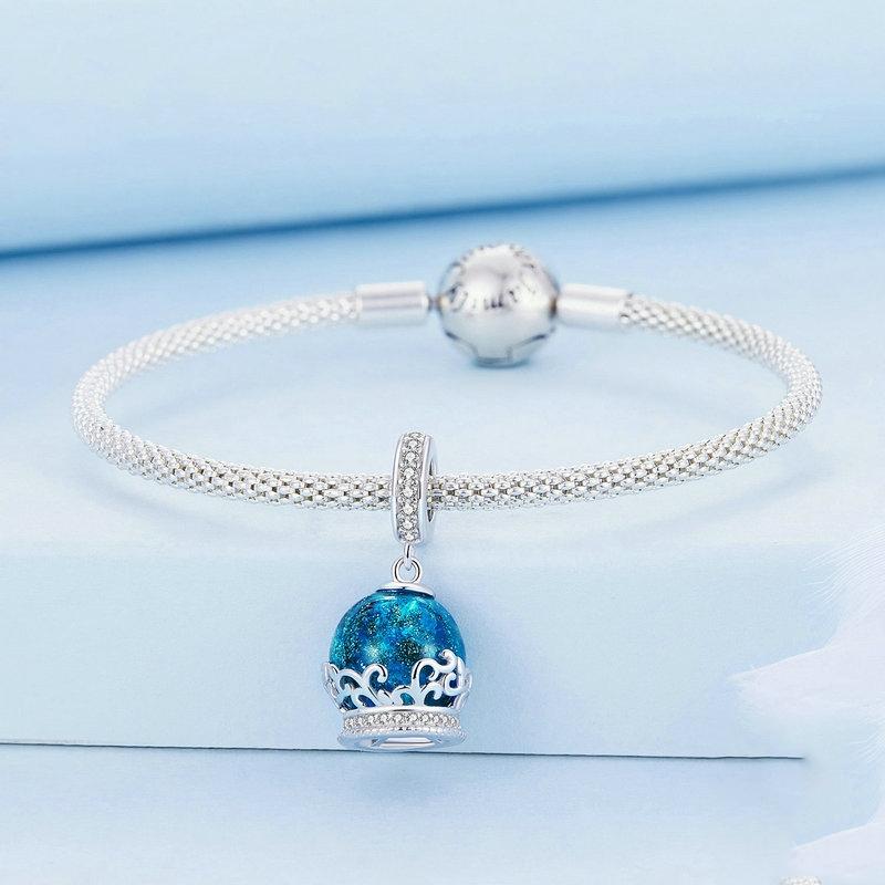 925 Sterling Silver Crystal Ball Bracelet With Zirconia Charm