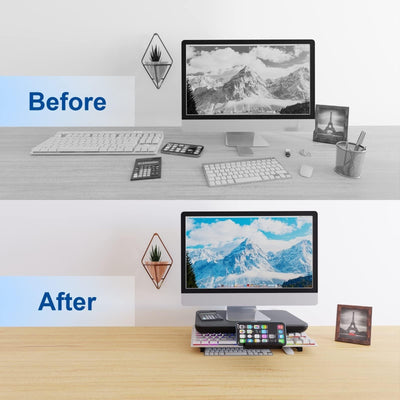 Adjustable Laptop Stand With Storage Drawer - Height Riser - Basic