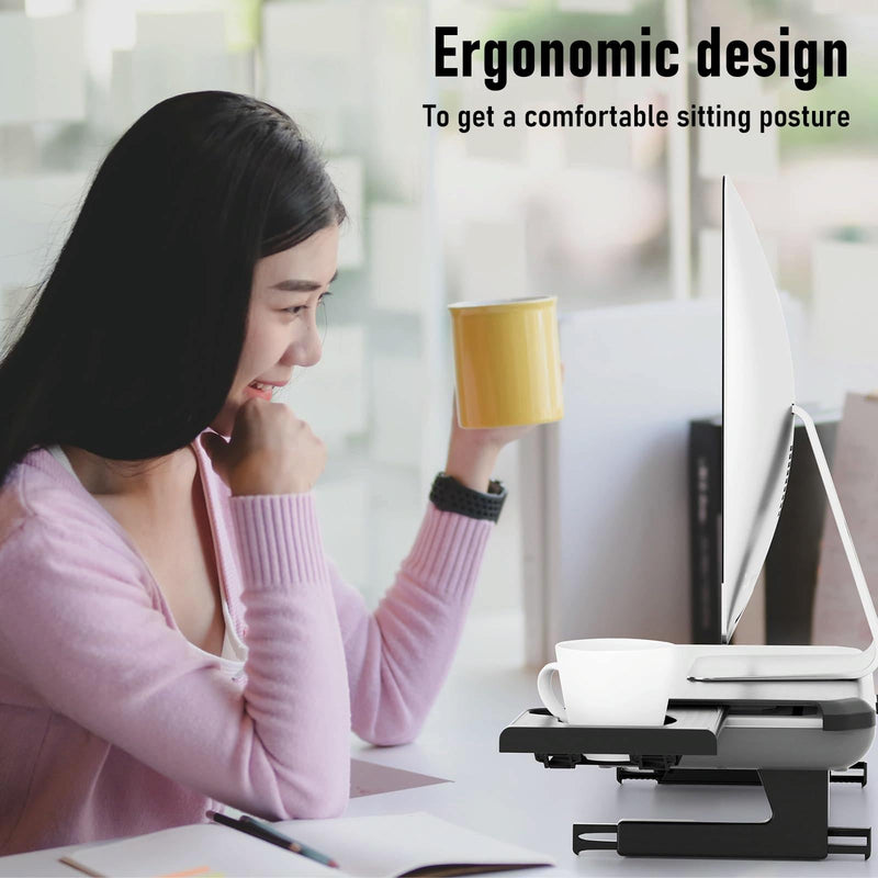 Adjustable Laptop Stand With Storage Drawer - Height Riser - Basic