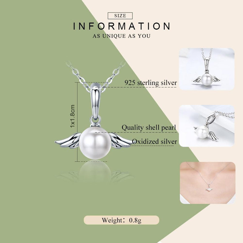 925 Sterling Silver Angel Wing Pendant With Shell Bead Charm For Diy Bracelets Style - Pendent