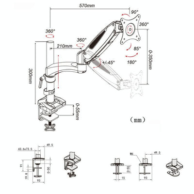 Adjustable Desktop Monitor Stand - Rotating
