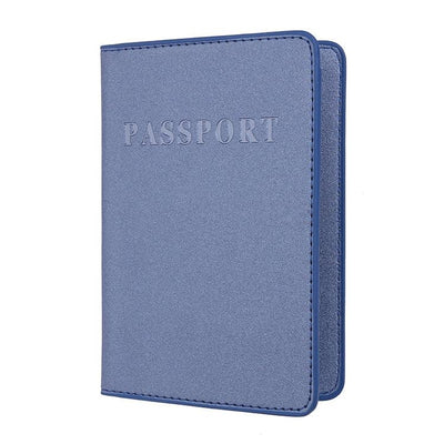 Frosted Pu Multi Card Passport Holder For Travel Abroad Blue