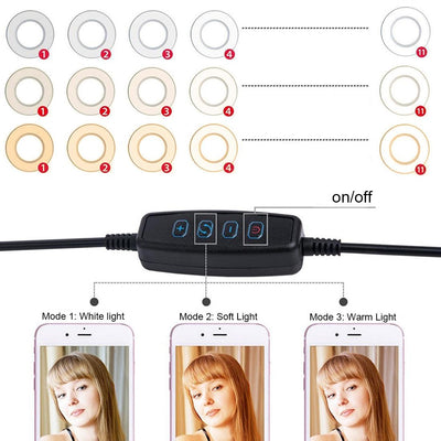 360 Degree Flexible Selfie Ring Light with Phone Holder for Live Streaming - 4 Inch