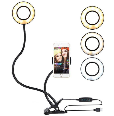 360 Degree Flexible Selfie Ring Light with Phone Holder for Live Streaming - 4 Inch