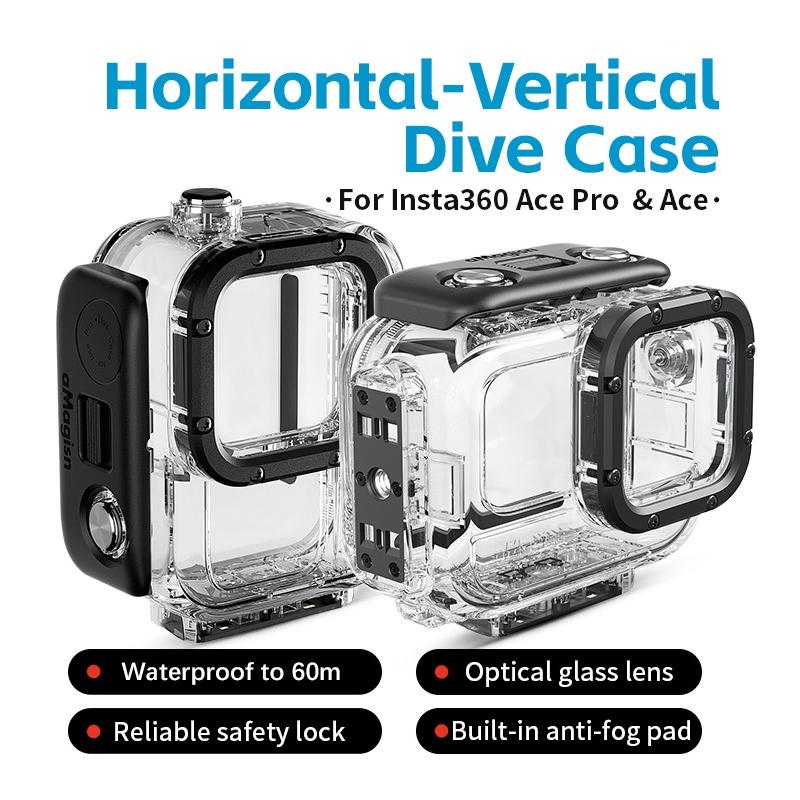 60M Waterproof Dive Shell For Magisn Camera - Horizontal & Vertical Shooting - For Insta360 Ace Pro