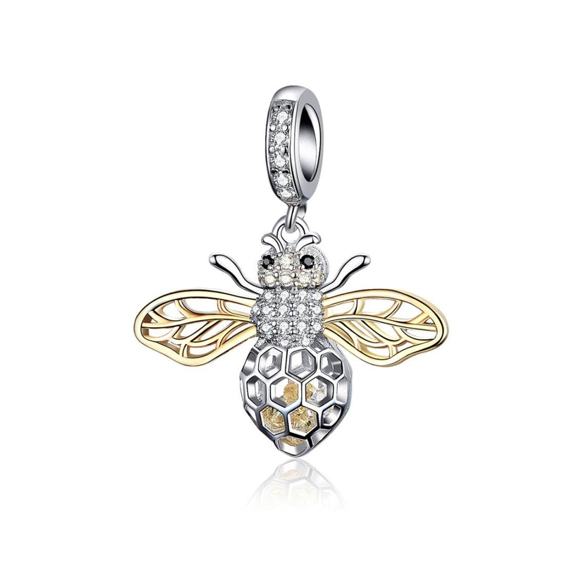 925 Sterling Silver Bee Zircon Pendant For Diy Necklace Style - Pendent