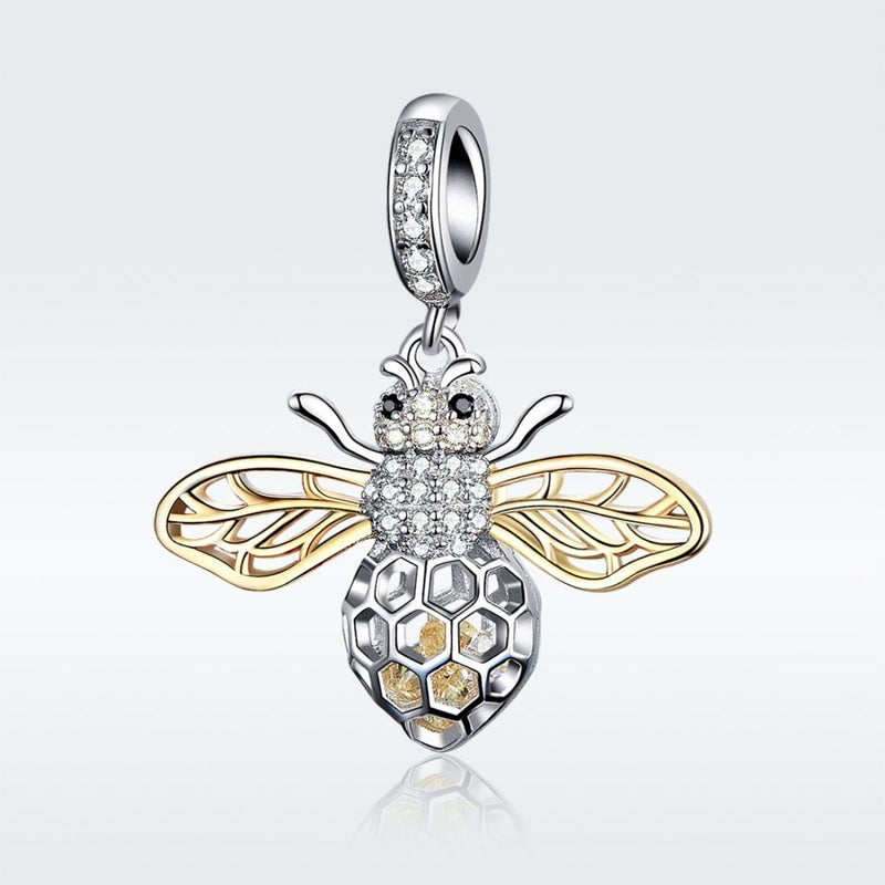 925 Sterling Silver Bee Zircon Pendant For Diy Necklace Style - Pendent