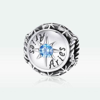 925 Sterling Silver Zodiac Zircon Bead Bracelet / Necklace Set Aries Style - Aries