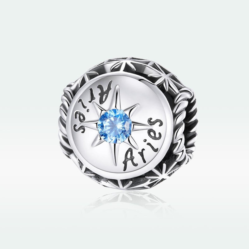 925 Sterling Silver Zodiac Zircon Bead Bracelet / Necklace Set Aries Style - Aries