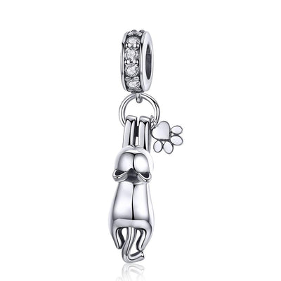 925 Sterling Silver Cat Charm For Diy Bracelet Style - Pendant