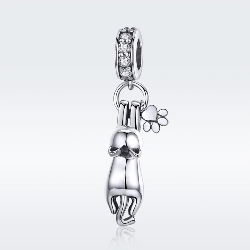 925 Sterling Silver Cat Charm For Diy Bracelet Style - Pendant